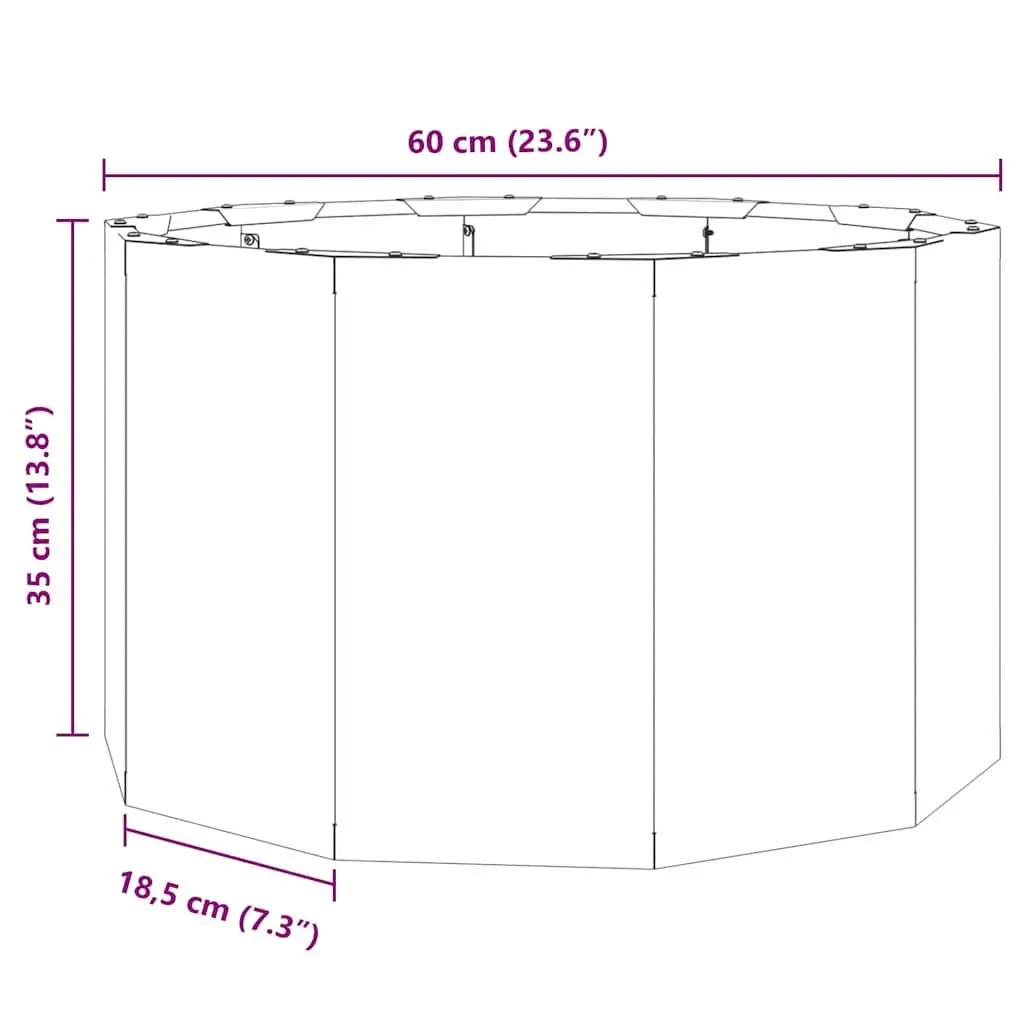 Round Steel Garden Planter Black 60x60x35cm Outdoor Pot