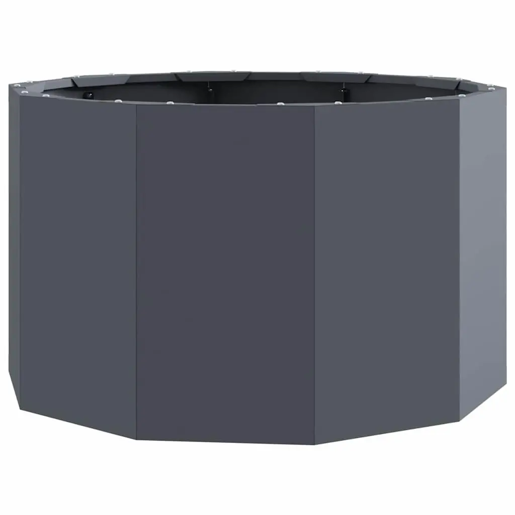 Steel Garden Planter Round Anthracite Outdoor Pot Patio Terrace Flower Container