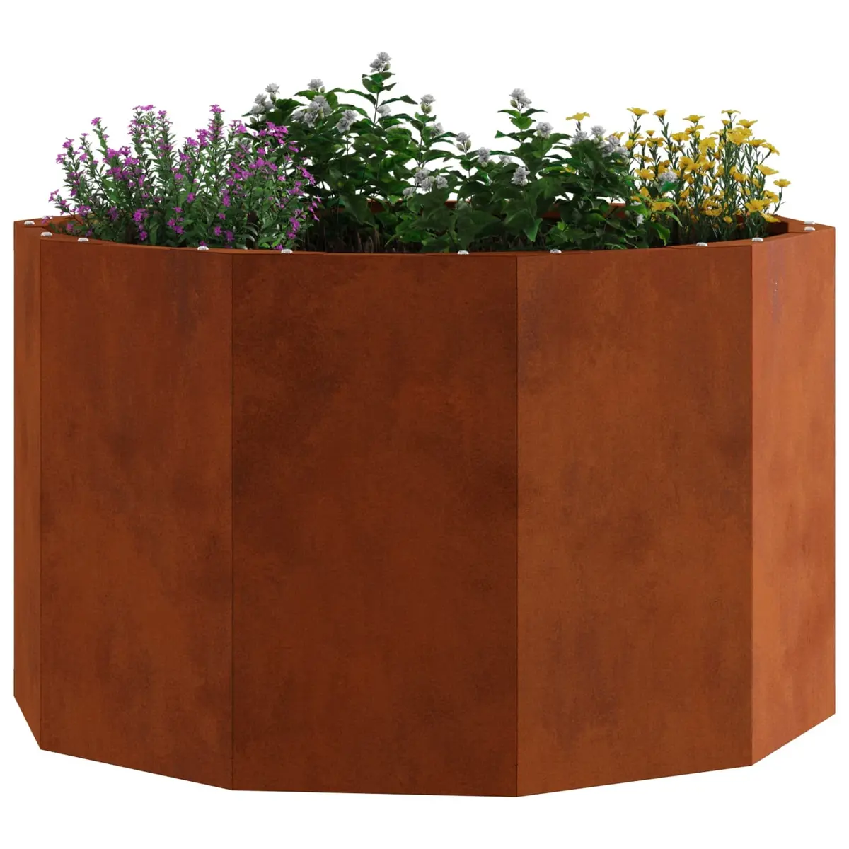 Steel Outdoor Round Planter Garden Pot Brown 60x60x35cm