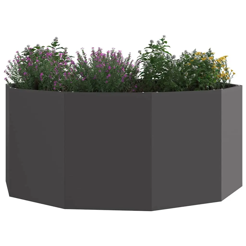 Round Garden Planter Steel Black 120x120x50cm Outdoor
