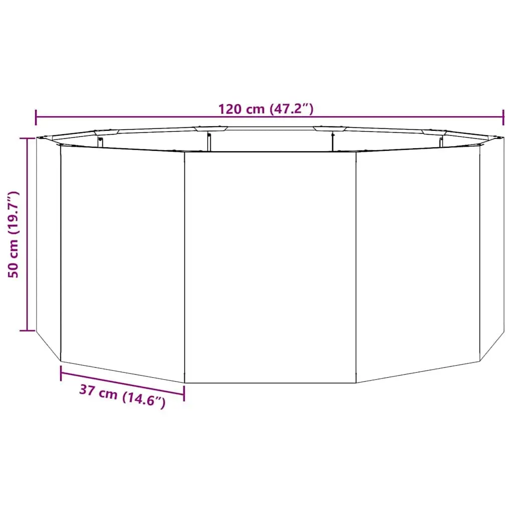 Round Garden Planter Steel Black 120x120x50cm Outdoor