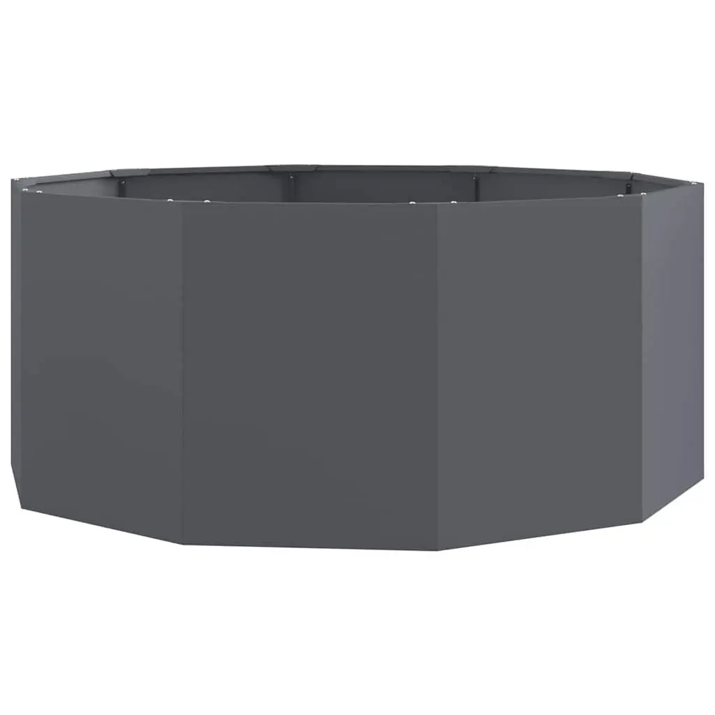Round Garden Planter Anthracite Steel 120x120x50cm Outdoor Pot