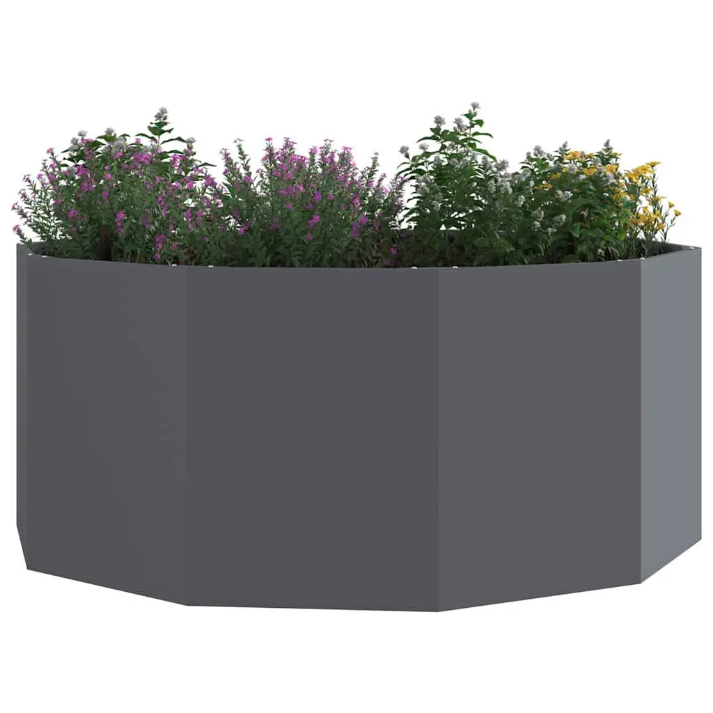 Round Garden Planter Anthracite Steel 120x120x50cm Outdoor Pot