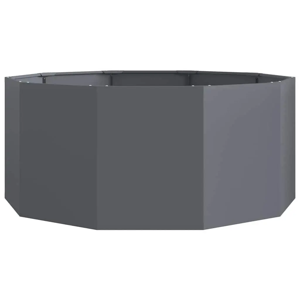 Round Garden Planter Anthracite Steel 120x120x50cm Outdoor Pot