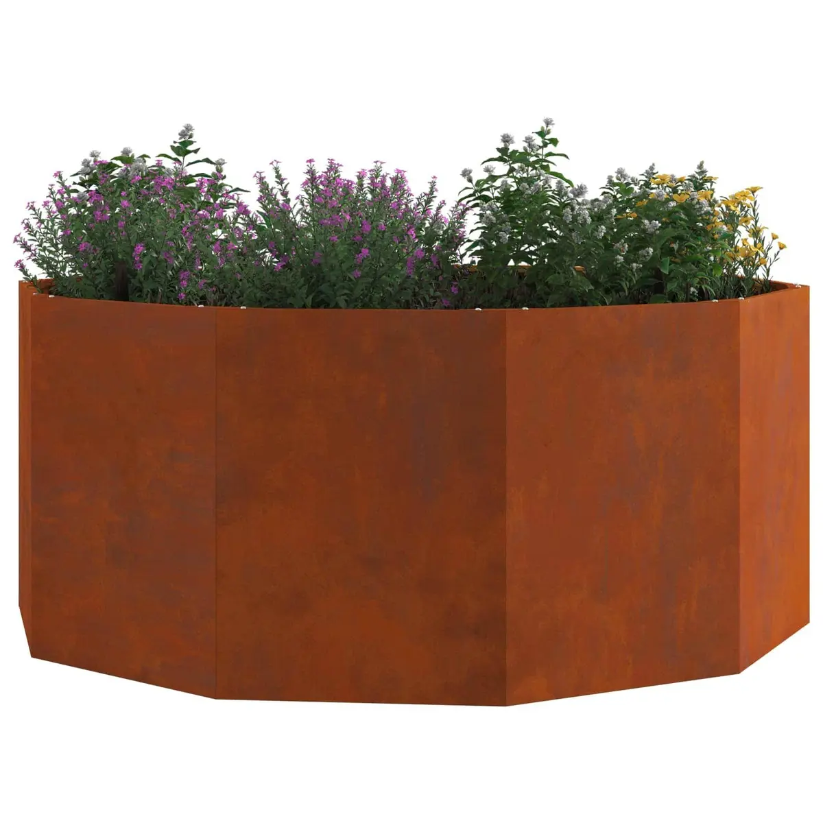Steel Round Planter 120cm Outdoor Garden Decor Weather Resistant Brown