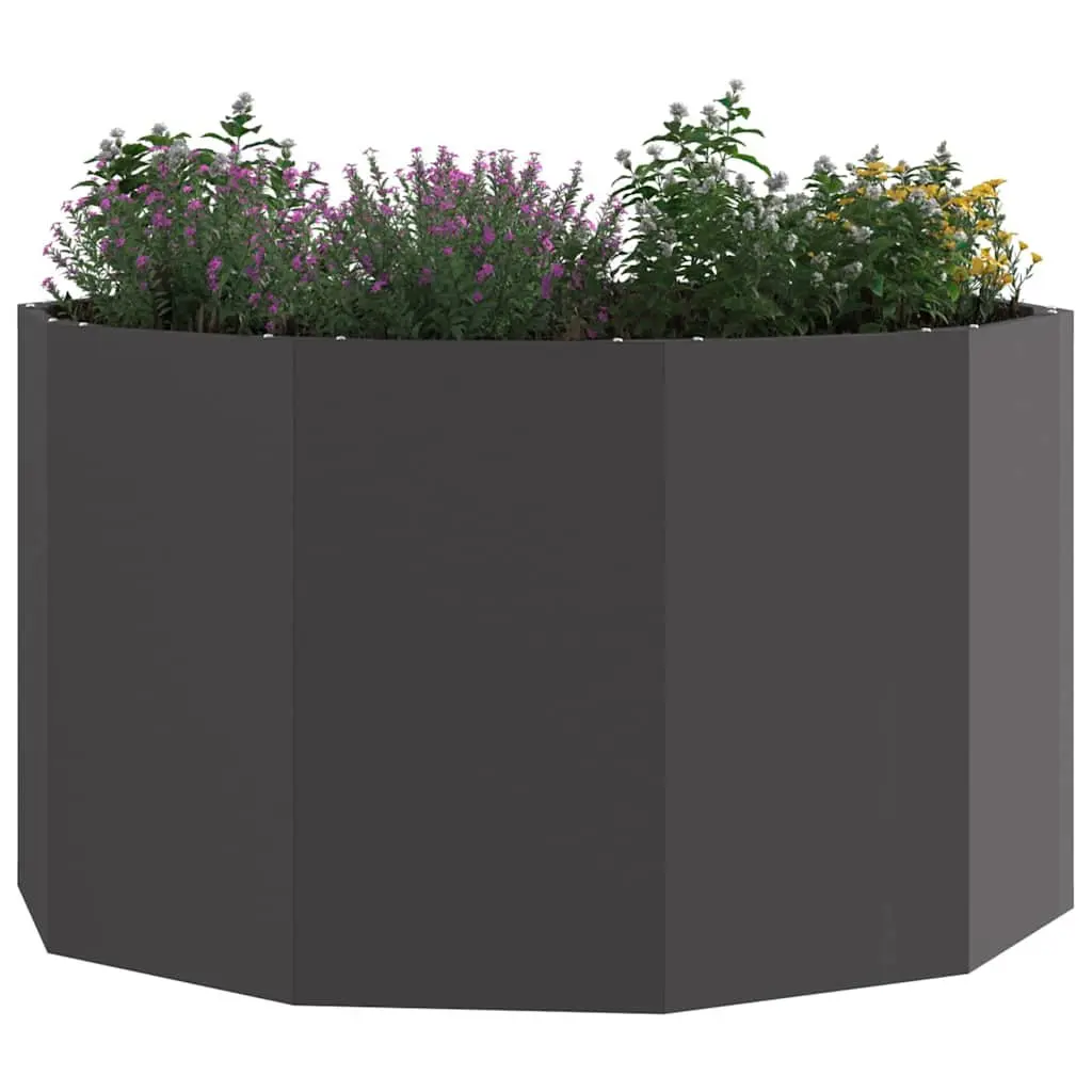 Round Steel Garden Planter Black 90x90x50cm Outdoor Pot Container