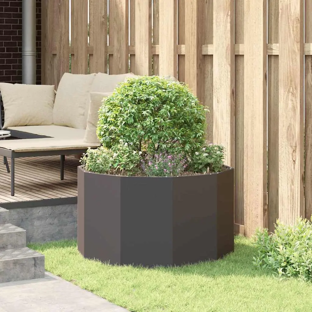 Round Steel Garden Planter Black 90x90x50cm Outdoor Pot Container