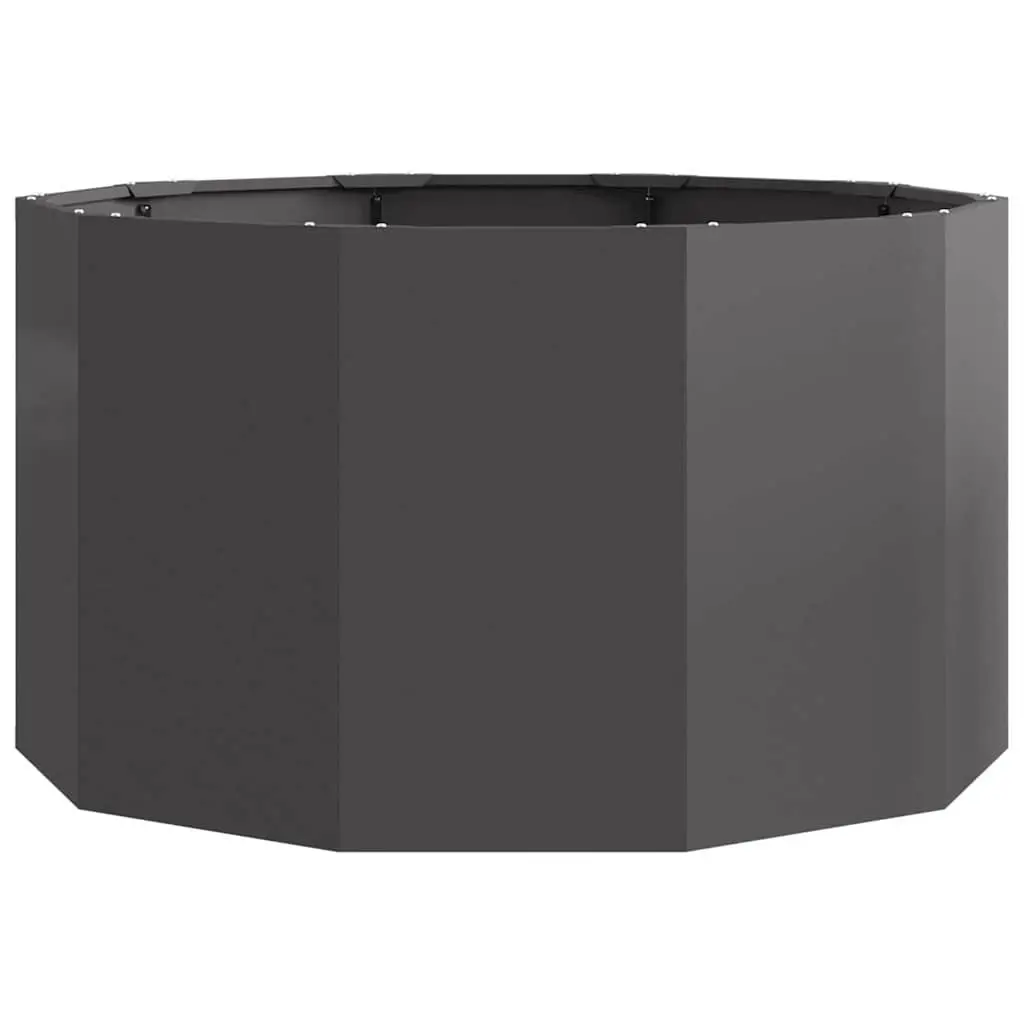 Round Steel Garden Planter Black 90x90x50cm Outdoor Pot Container