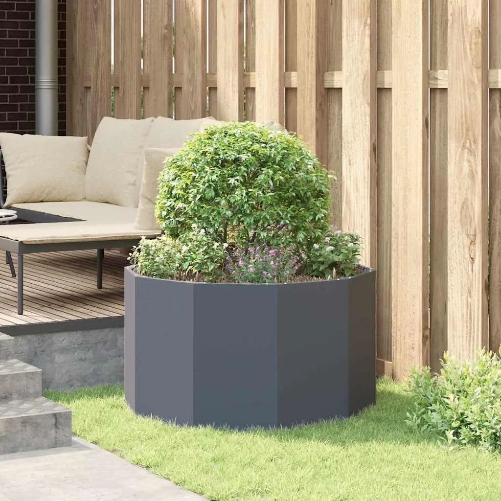 Round Steel Garden Planter Anthracite 90x90x50cm
