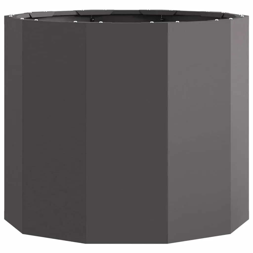 Round Steel Garden Planter 60x60x50cm Black Outdoor Patio Pot Container