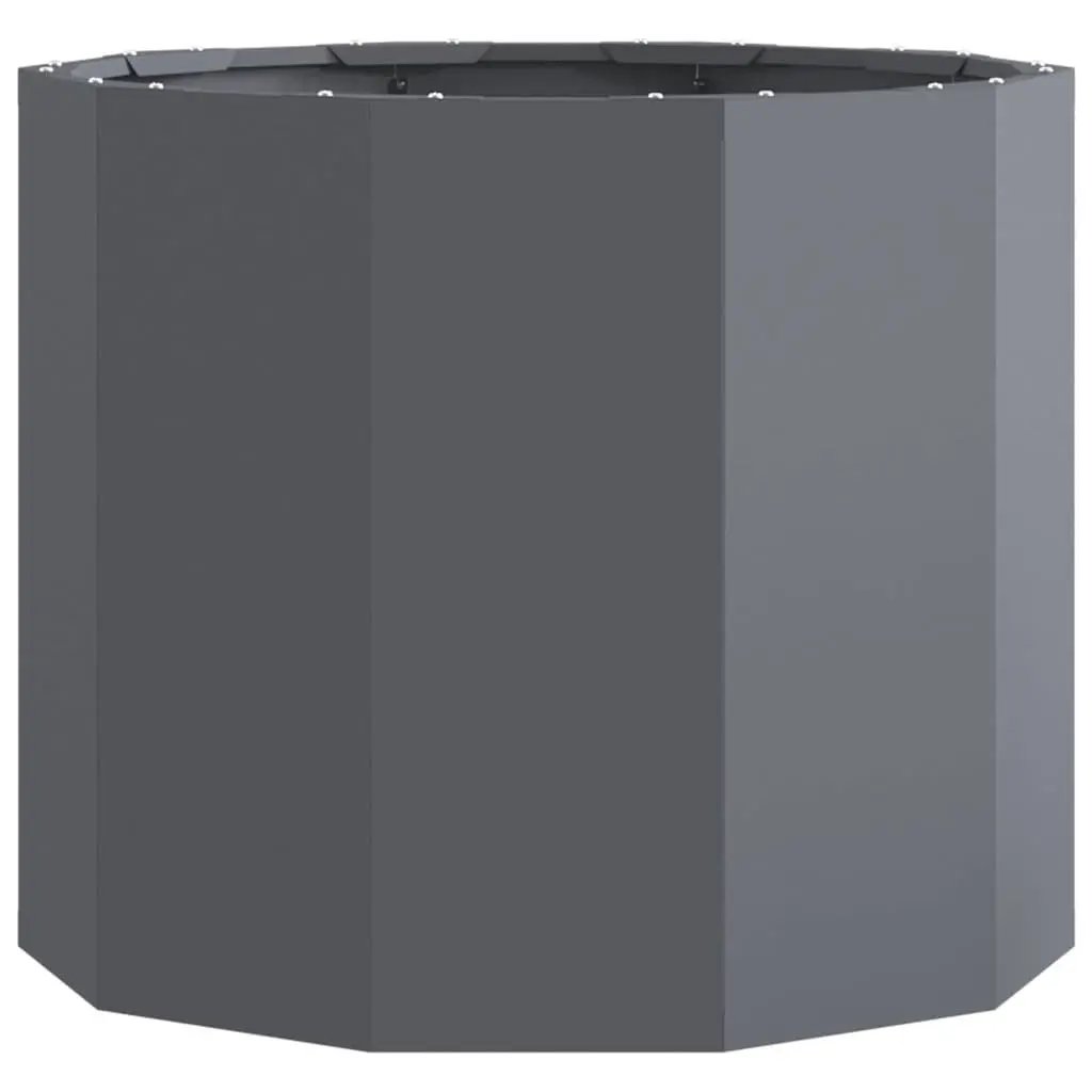 Round Garden Planter Anthracite 60x60x50cm Steel Outdoor Pots Container
