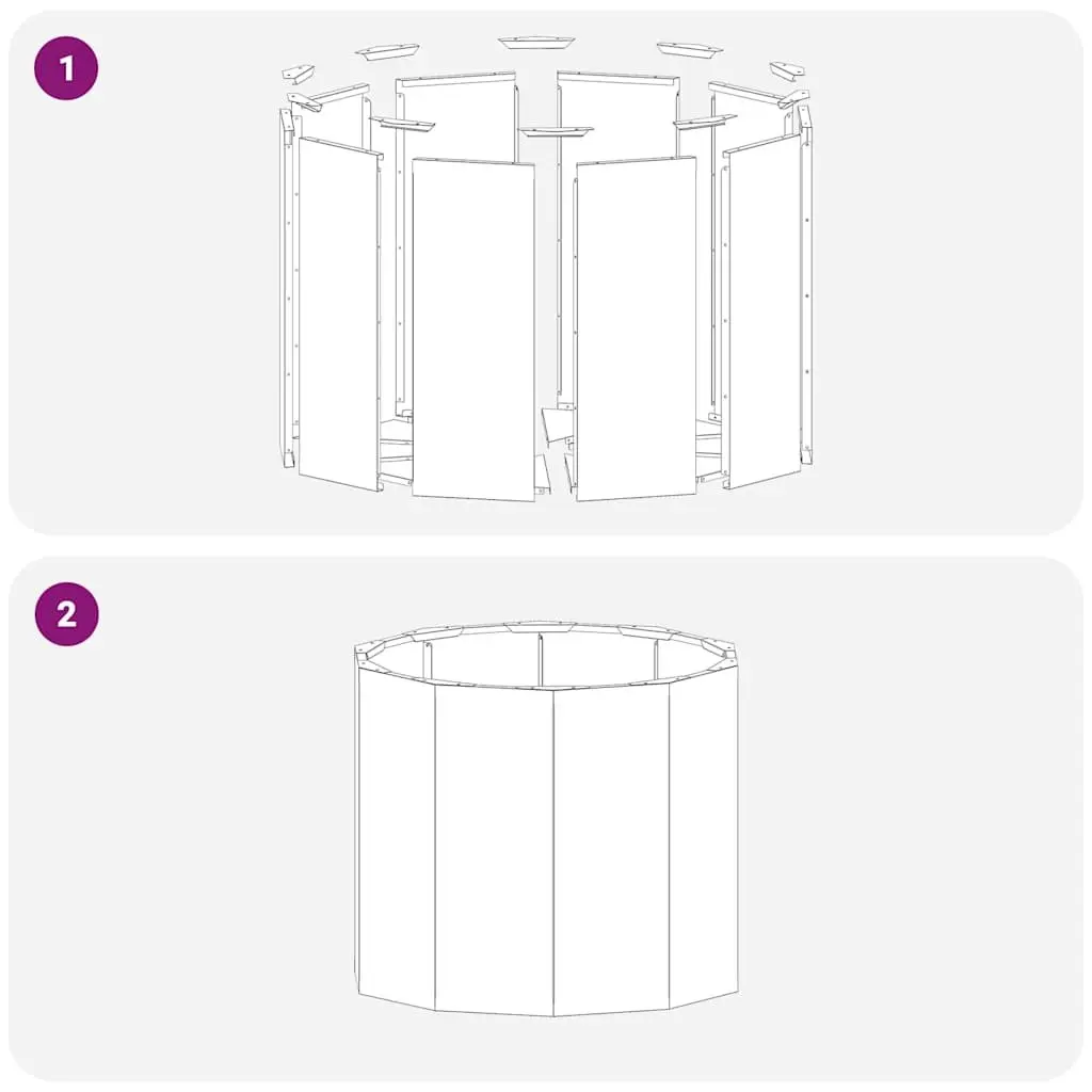 Round Garden Planter Anthracite 60x60x50cm Steel Outdoor Pots Container