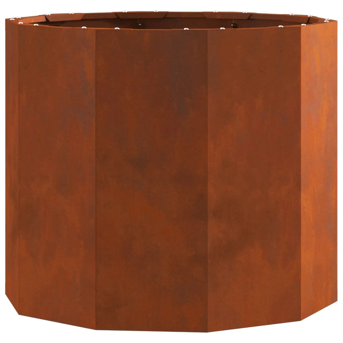 Round Garden Planter Steel Outdoor Weathered 60x60x50cm