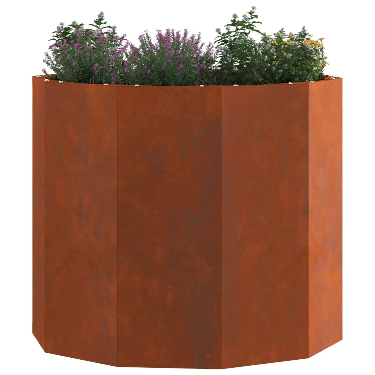 Round Garden Planter Steel Outdoor Weathered 60x60x50cm