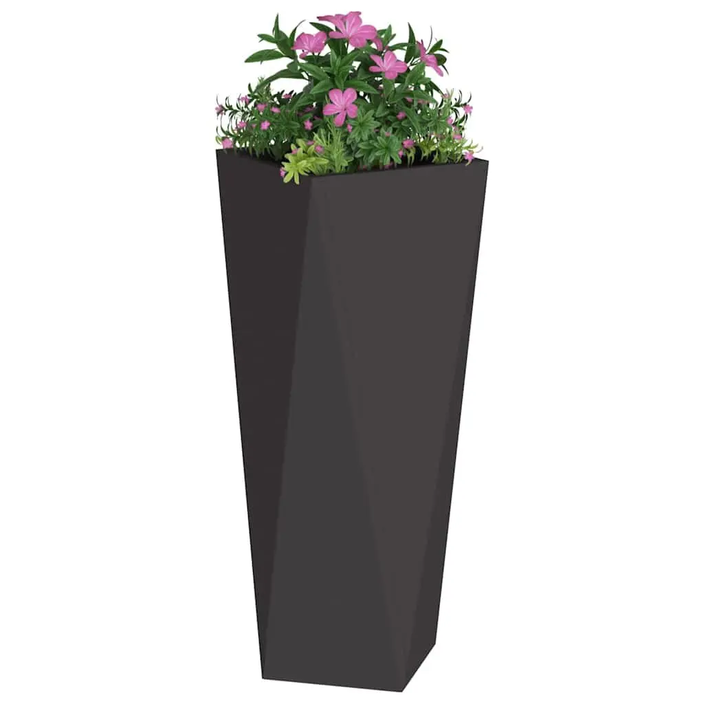Steel Planter Box Rectangular 30 x 30 x 75 cm Black Outdoor 2 Piece Set
