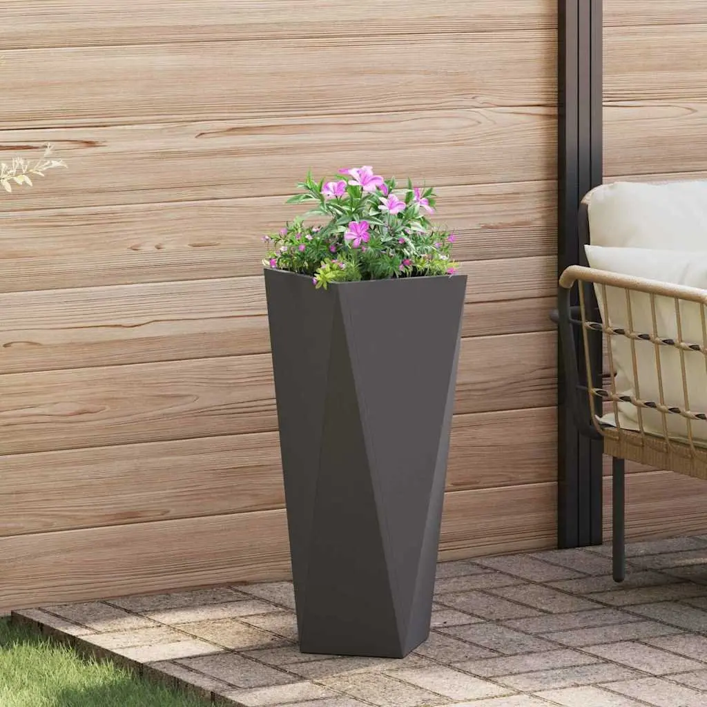 Steel Planter Box Rectangular 30 x 30 x 75 cm Black Outdoor 2 Piece Set