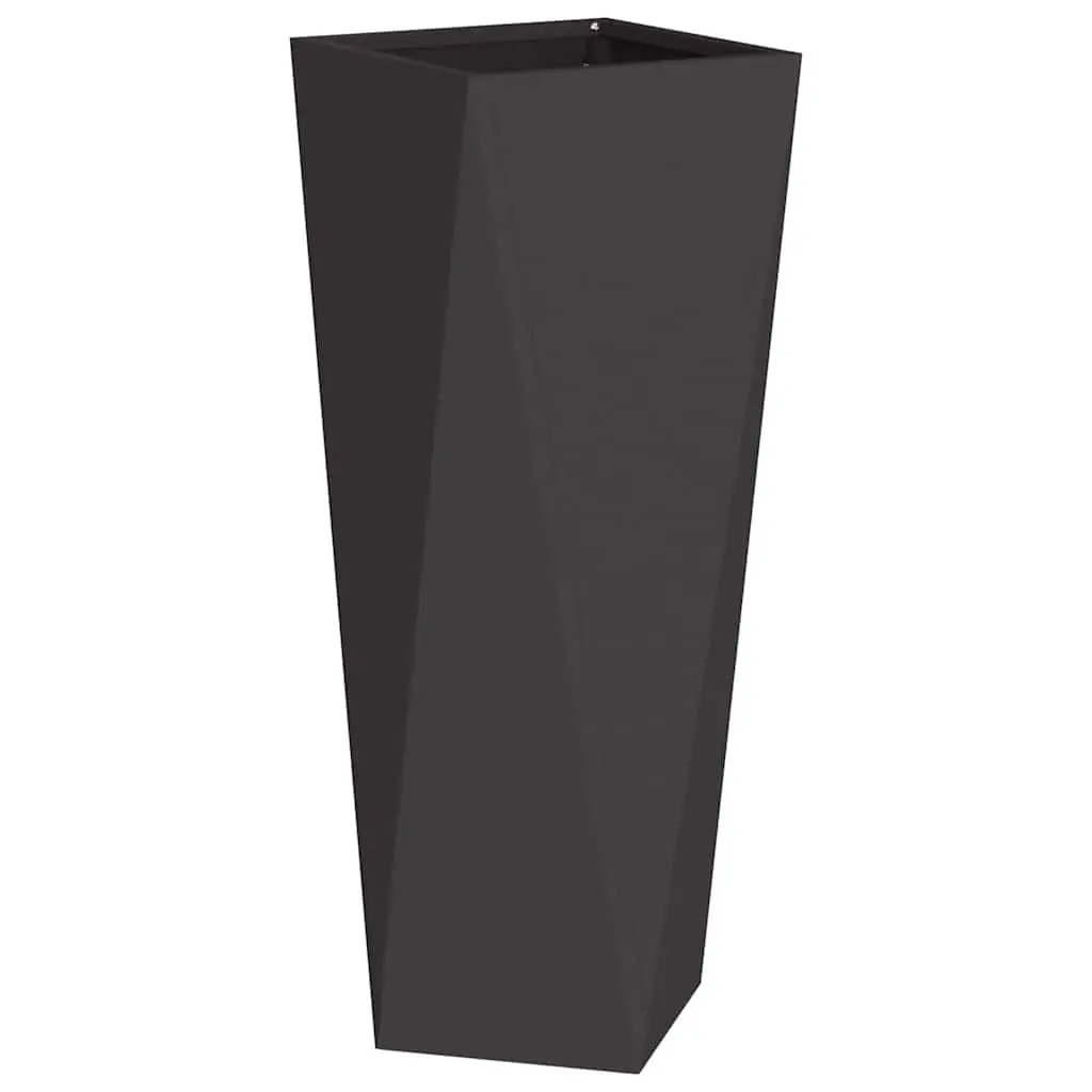 Steel Planter Box Rectangular 30 x 30 x 75 cm Black Outdoor 2 Piece Set