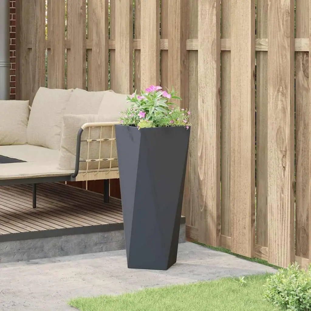 Steel Garden Planter Box Anthracite Tall Rectangular Planter 30 x 30 x 75 cm