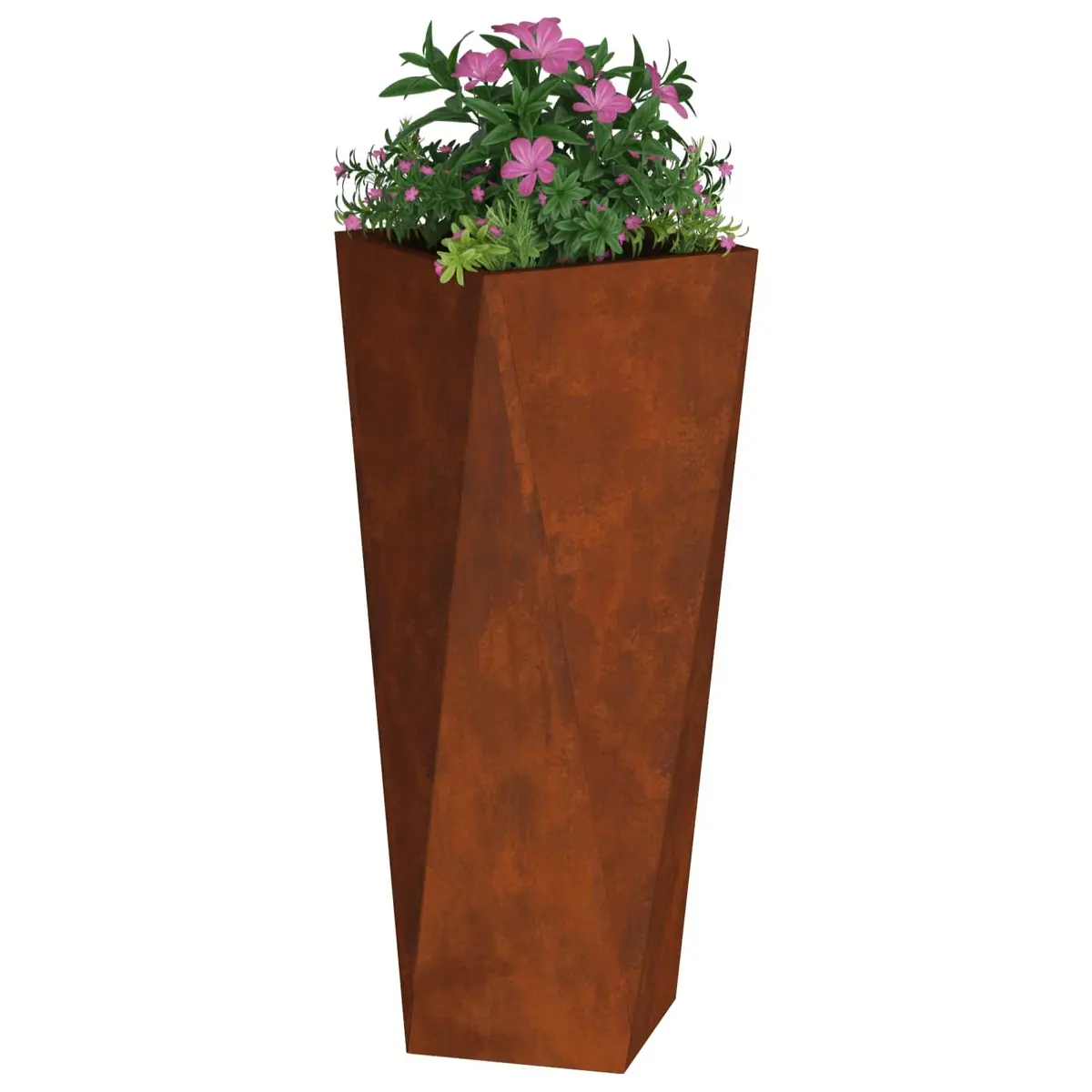 Garden Planter 2 Pcs Rusty Steel Outdoor Pot Large 30x30x75cm Weathering