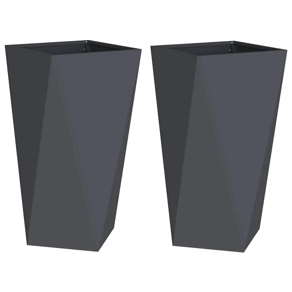 Steel Garden Planter Rectangular Anthracite 40x40x75cm 2 pcs