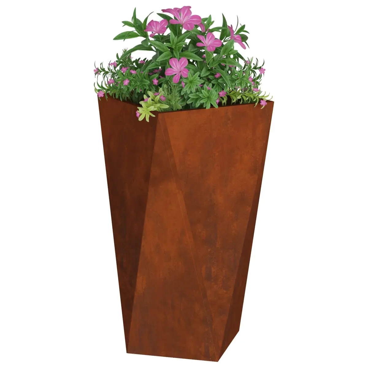 Garden Planter Box Rectangular Steel Corrugated 40x40x75cm Brown