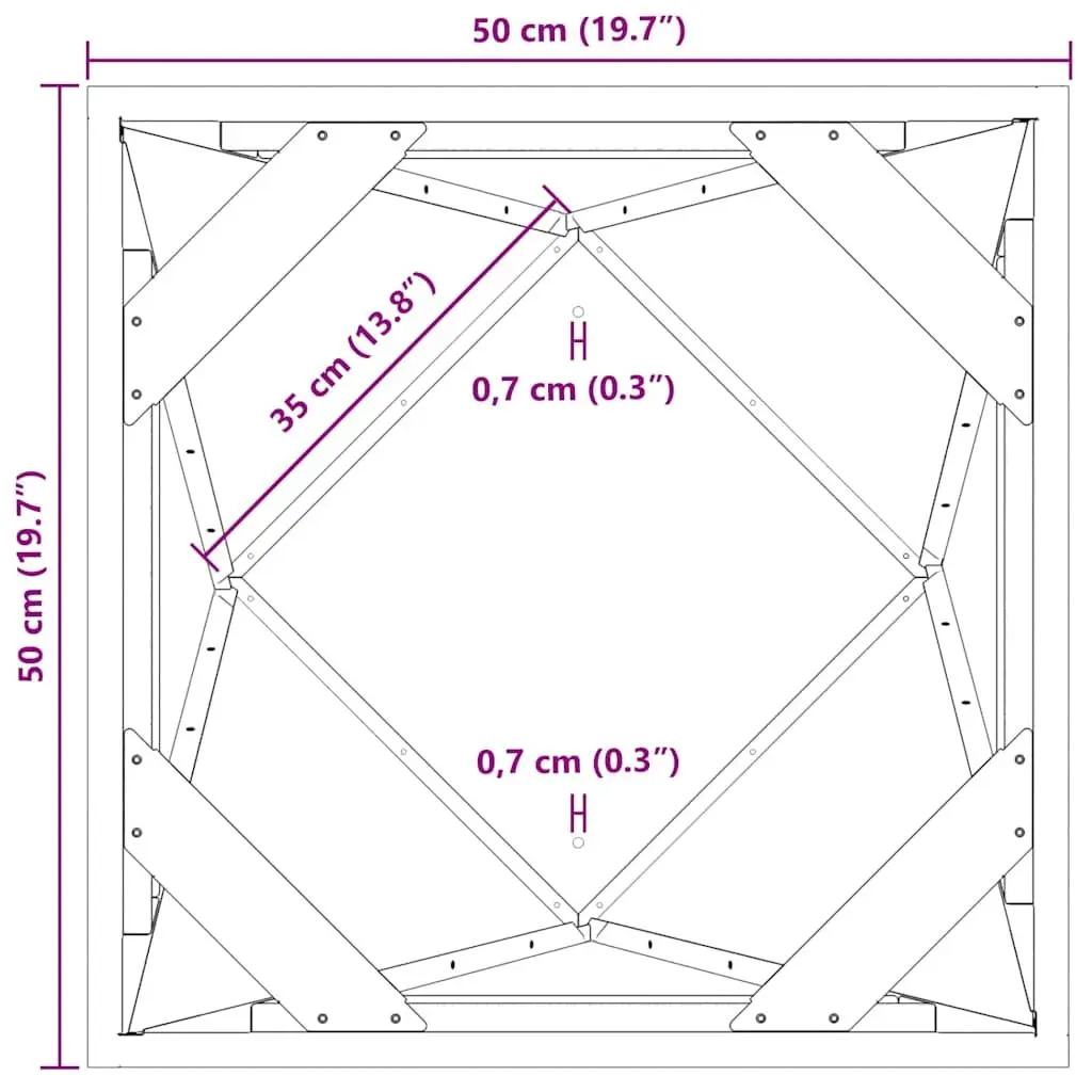 Steel Garden Planter Box 50x50x75cm