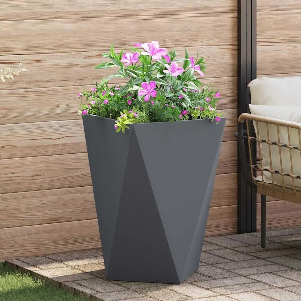 Steel Garden Planter Sturdy Anthracite 50 x 50 x 75 cm 2pcs Outdoor Plant Pot Box