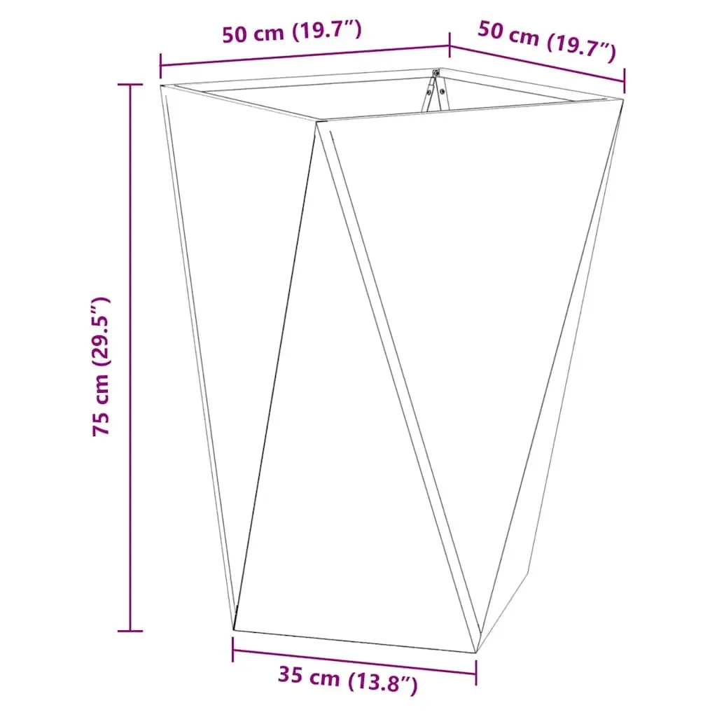 Steel Garden Planter Sturdy Anthracite 50 x 50 x 75 cm 2pcs Outdoor Plant Pot Box