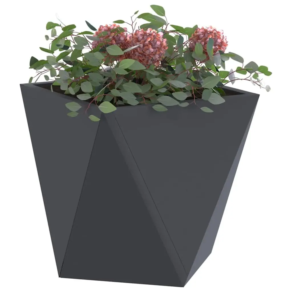 Steel Garden Planter Anthracite 30x30x30cm Outdoor Flower Pot Box Terrace