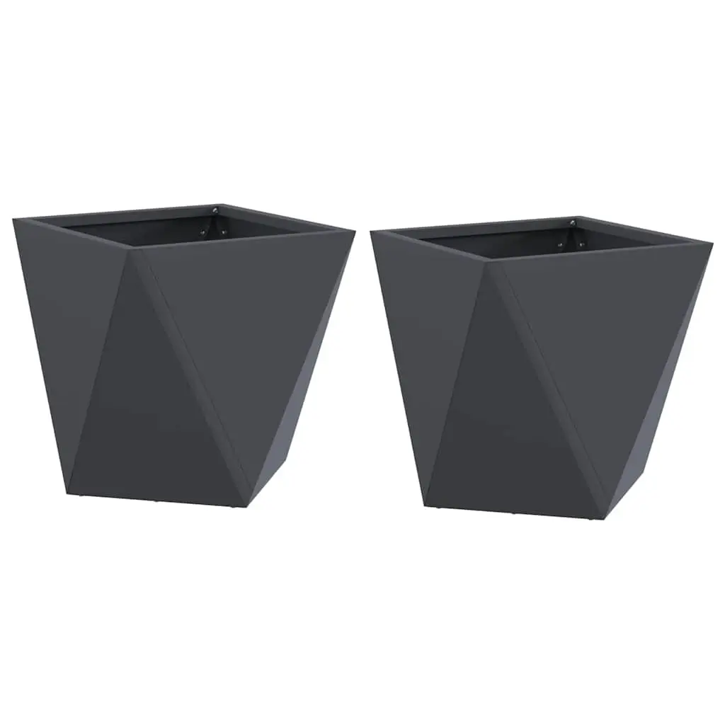 Steel Garden Planter Box 30cm Outdoor Pots Anthracite Set of 2 Modern Design