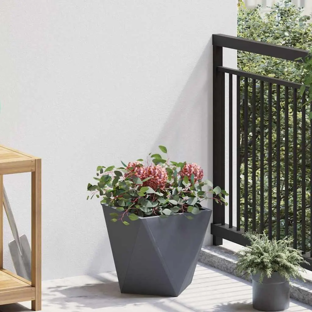 Steel Garden Planter Box 30cm Outdoor Pots Anthracite Set of 2 Modern Design