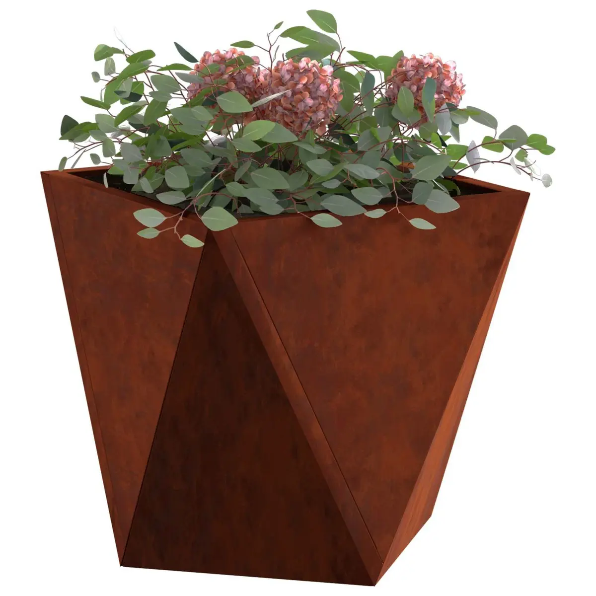 Garden Planter Steel Box Weathering Rusty Brown 30x30x30cm Set of 2