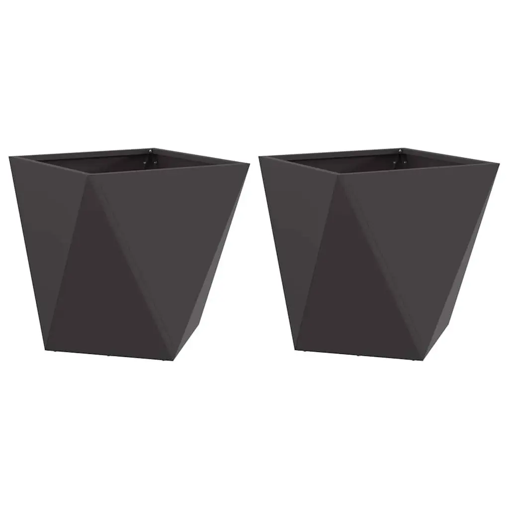 Black Steel Planter Box for Outdoor Decor