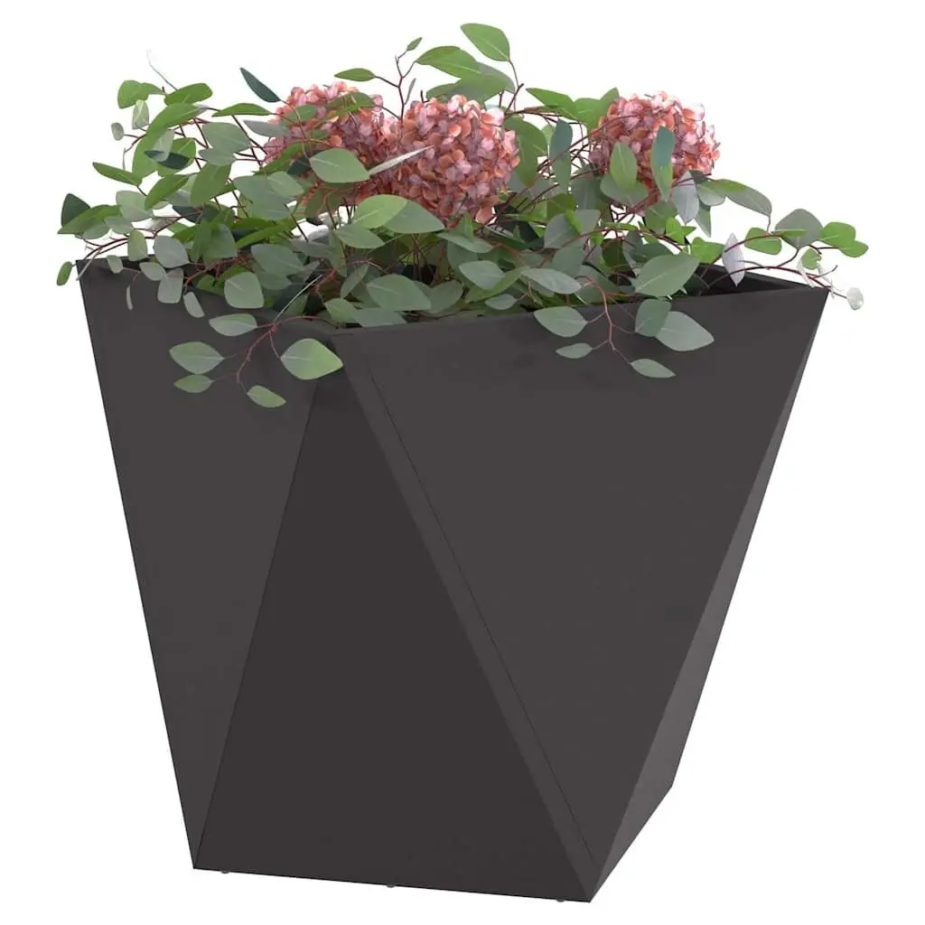 Black Steel Planter Box for Outdoor Decor