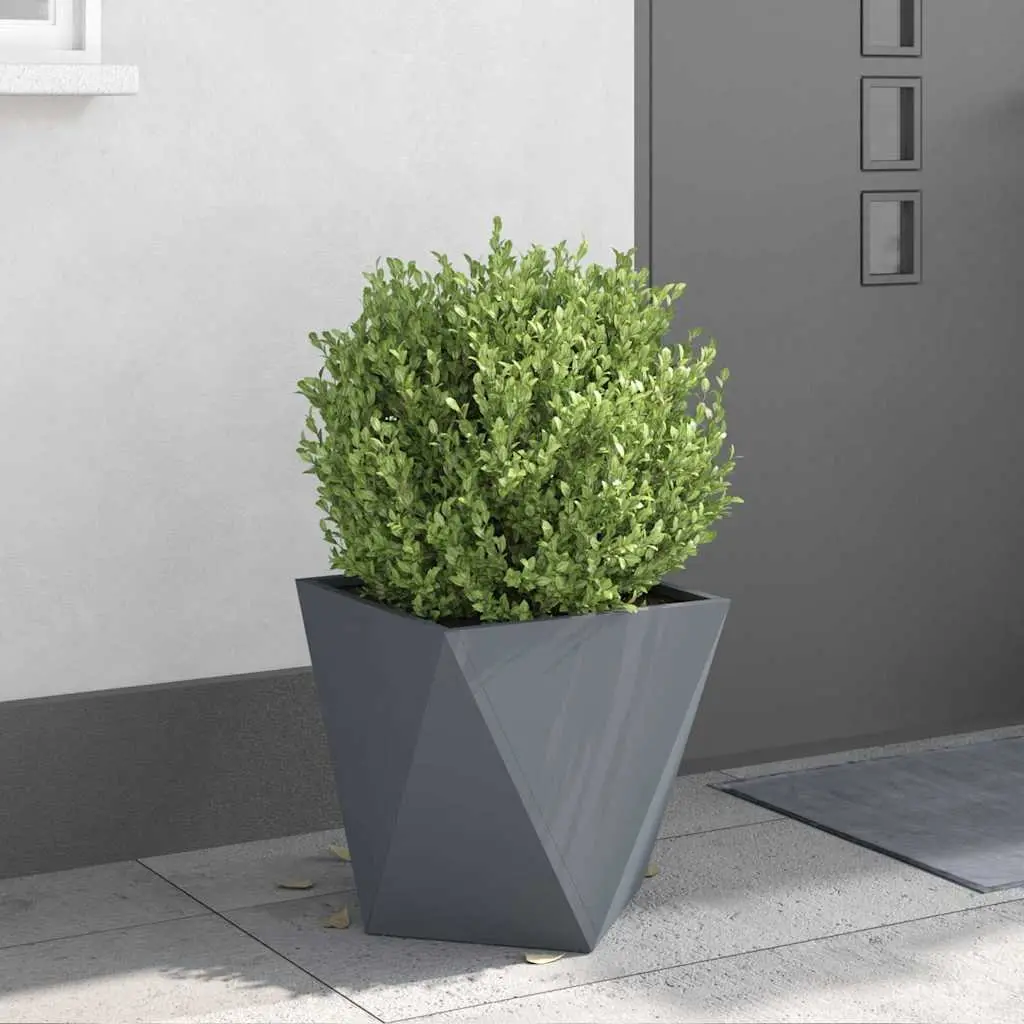 Steel Planter Box Anthracite 40x40x40cm Corrugated Sides 2 Pieces Outdoor Garden