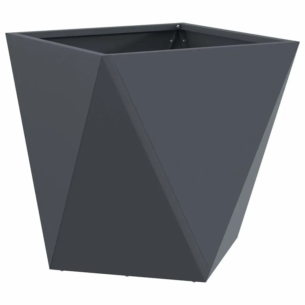 Steel Planter Box Anthracite 40x40x40cm Corrugated Sides 2 Pieces Outdoor Garden