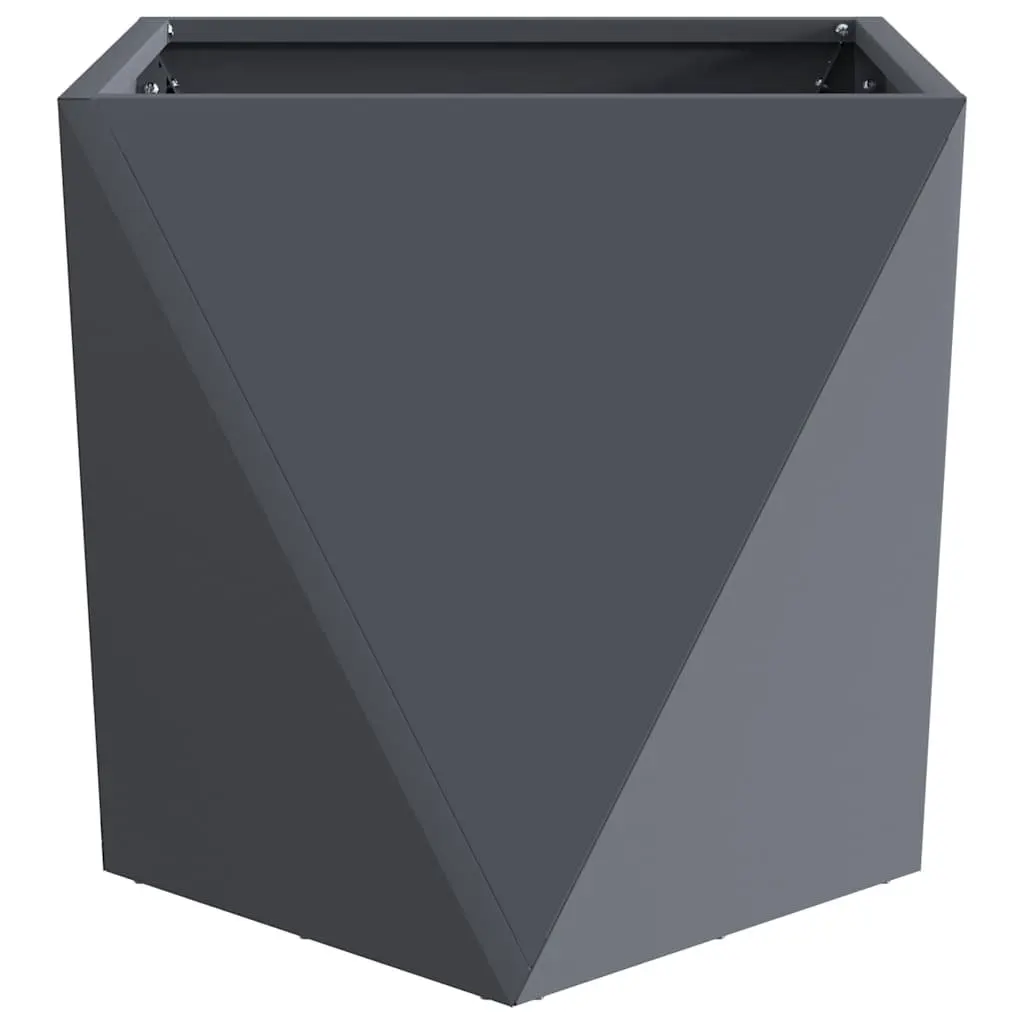 Steel Planter Box Anthracite 40x40x40cm Corrugated Sides 2 Pieces Outdoor Garden