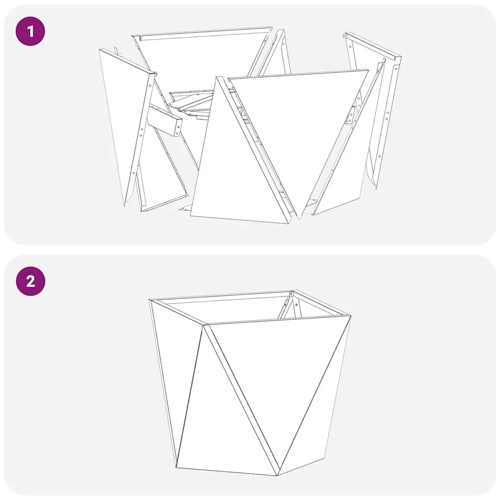 Steel Planter Box Anthracite 40x40x40cm Corrugated Sides 2 Pieces Outdoor Garden