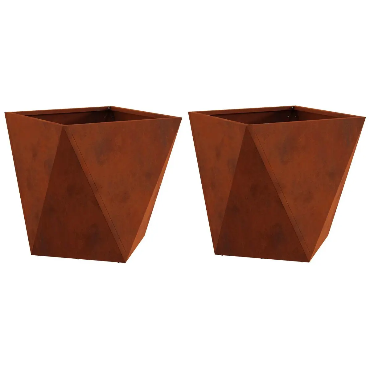 Garden Planter Steel Brown 40 x 40 x 40 cm 2 pcs Outdoor Pot Weathering Box Terrace Decoration