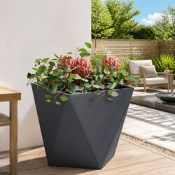 Steel Garden Planter Box Anthracite 50x50x50cm Outdoor Corrugated Planter