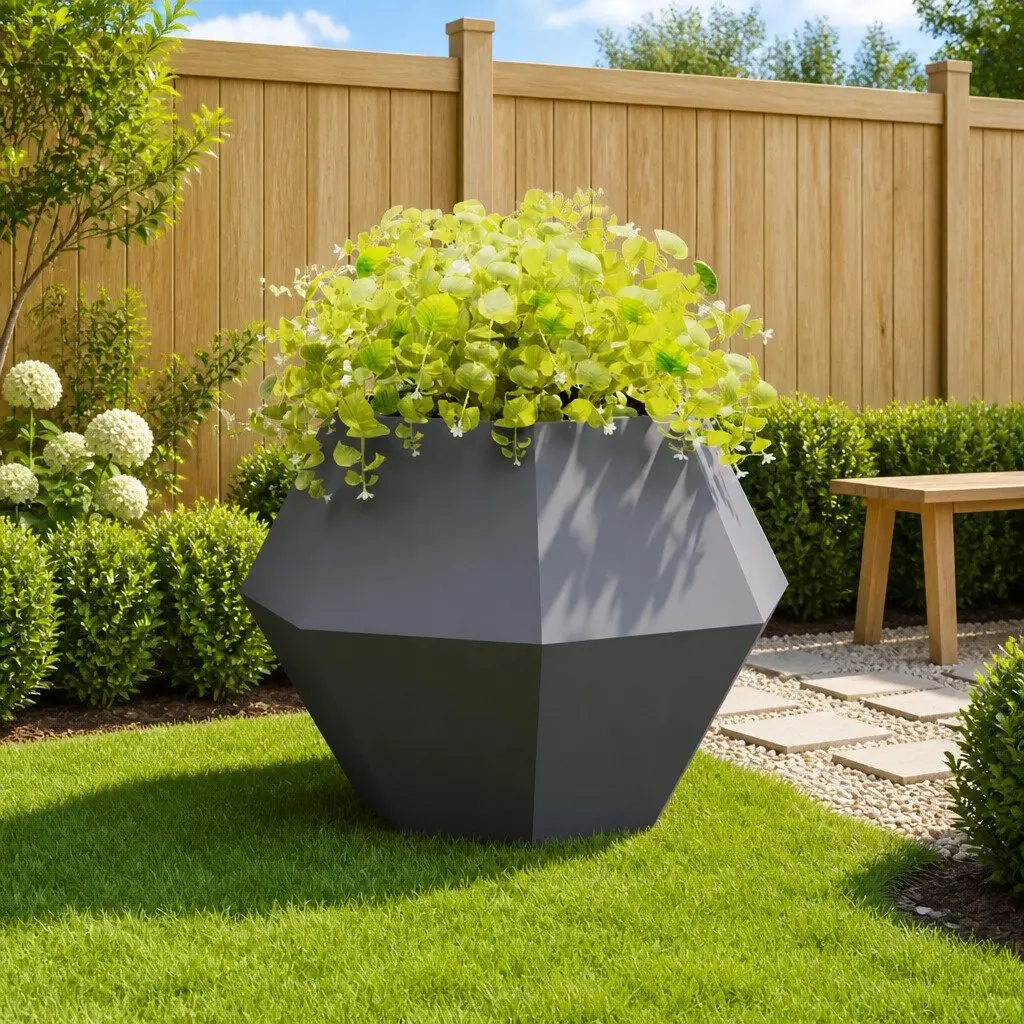 Steel Outdoor Rectangular Planter Anthracite 100x100x80cm