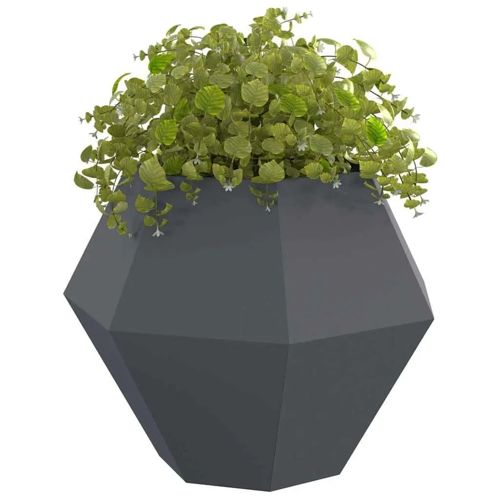 Steel Planter Box Rectangular Anthracite 100 x 100 x 80 cm 2 pcs Outdoor Garden Patio Lawn Decor