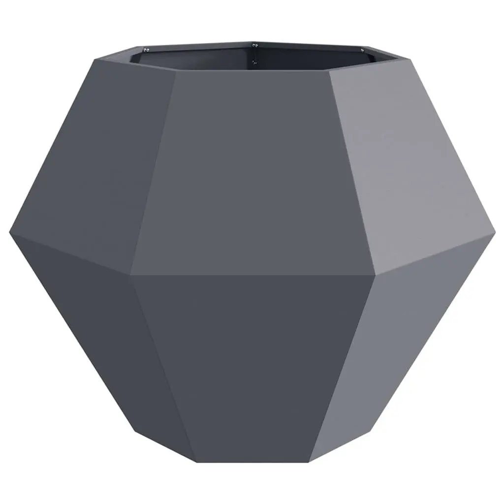 Steel Planter Box Rectangular Anthracite 100 x 100 x 80 cm 2 pcs Outdoor Garden Patio Lawn Decor