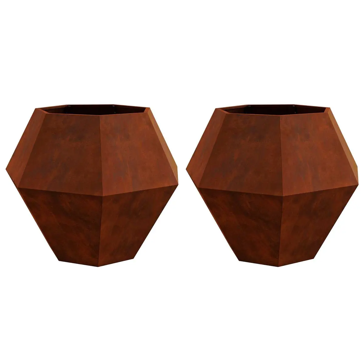 Rectangular Steel Garden Planter Weathering Brown 2pc Set