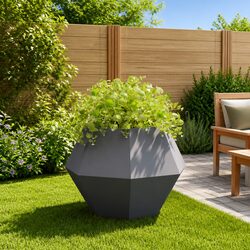 Steel Garden Planter Rectangular 75x75x60cm Black Outdoor Pots Flowers Plants