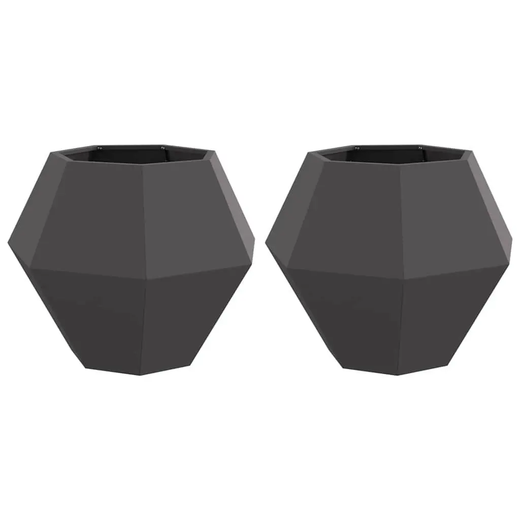 Garden Planter Rectangular Steel Black 75 x 75 x 60 cm 2 pcs
