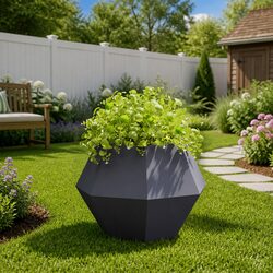 Garden Planter Rectangular Anthracite 75 x 75 x 60 cm Steel Outdoor Patio Raised
