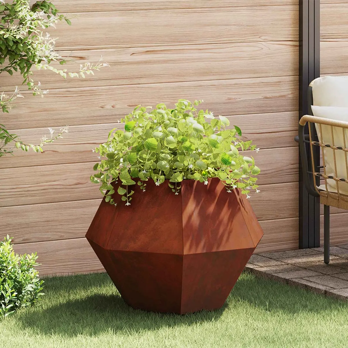 Planter Rectangular Weathering Steel 75 x 75 x 60 cm 2 pcs