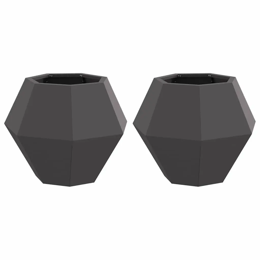 Garden Planter Rectangular Black 50 x 50 x 40 cm 2 Piece Outdoor Pots Raised Bed