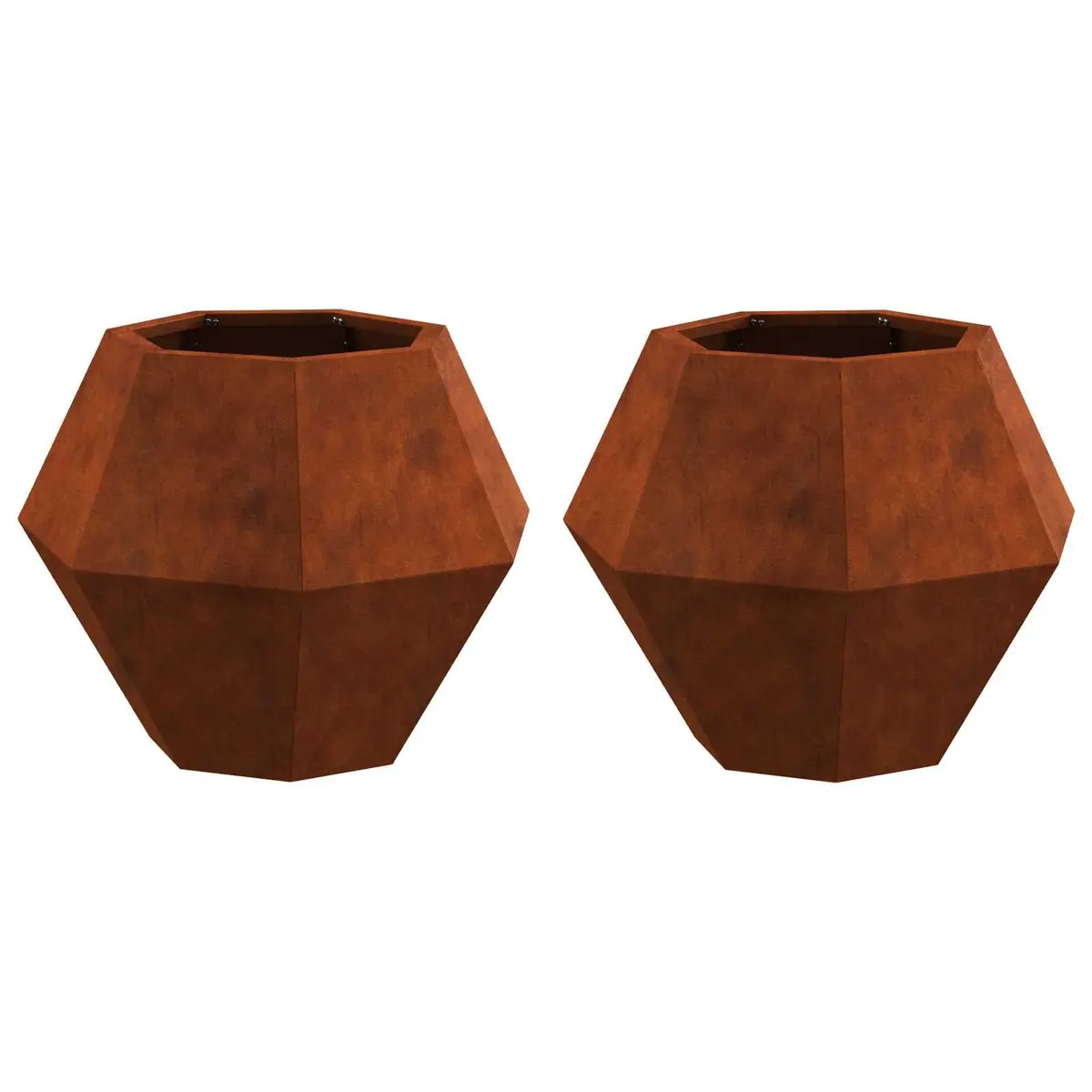 Rectangular Garden Planter Steel Outdoor Pot 50x50x40cm 2-Piece Set